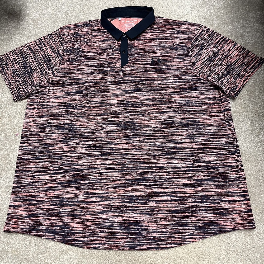 Under Armour Adult 2XL Loose Black/Orange The Iso-Chill Polo Shirt golf stretchy